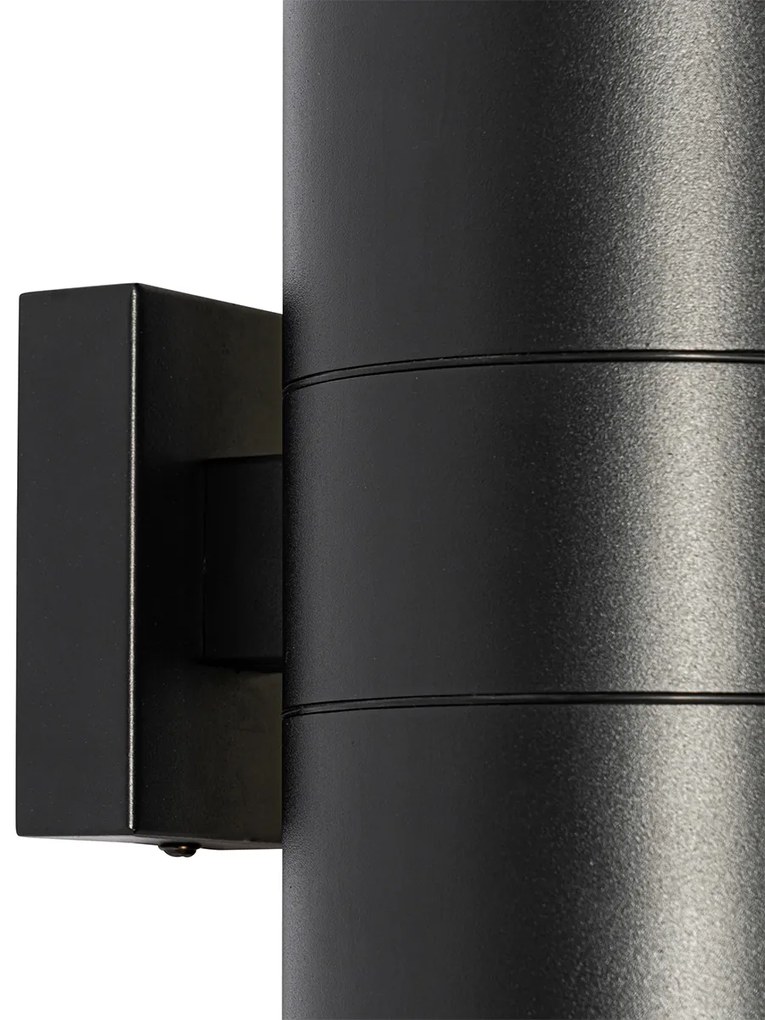 Candeeiro de parede exterior moderno preto 2 luzes AR111 IP44 - Duo Moderno