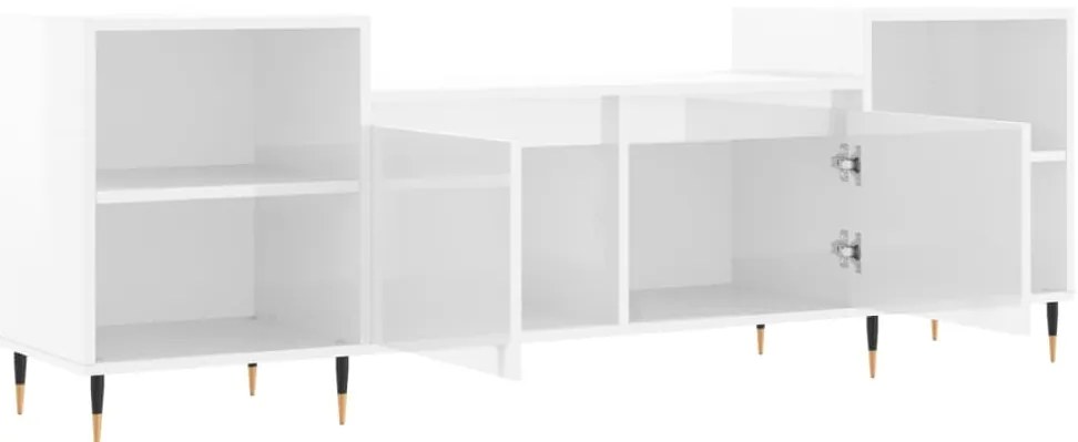 Móvel de TV 160x35x55 cm derivados de madeira branco brilhante