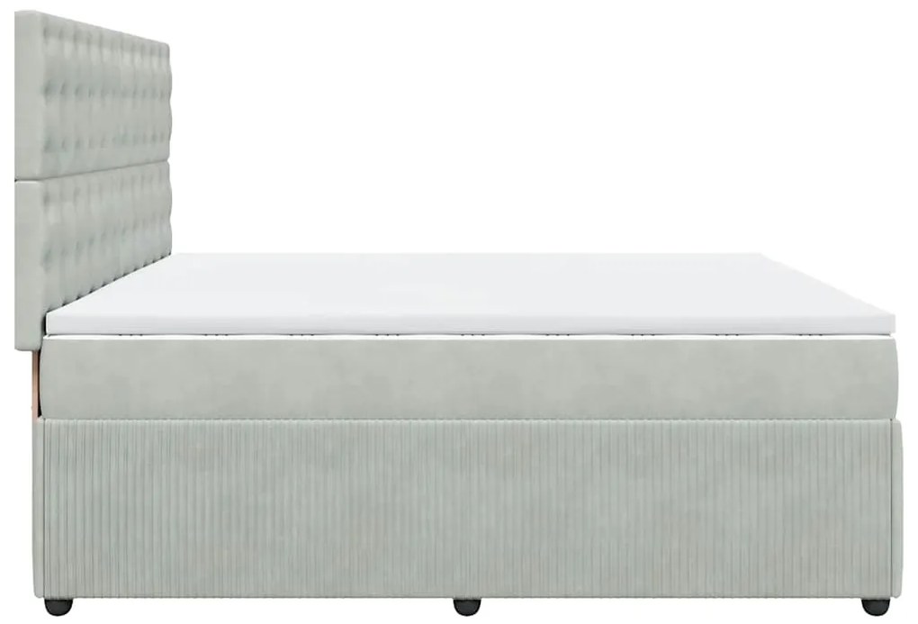 Cama com molas/colchão 200x200 cm veludo cinzento-claro
