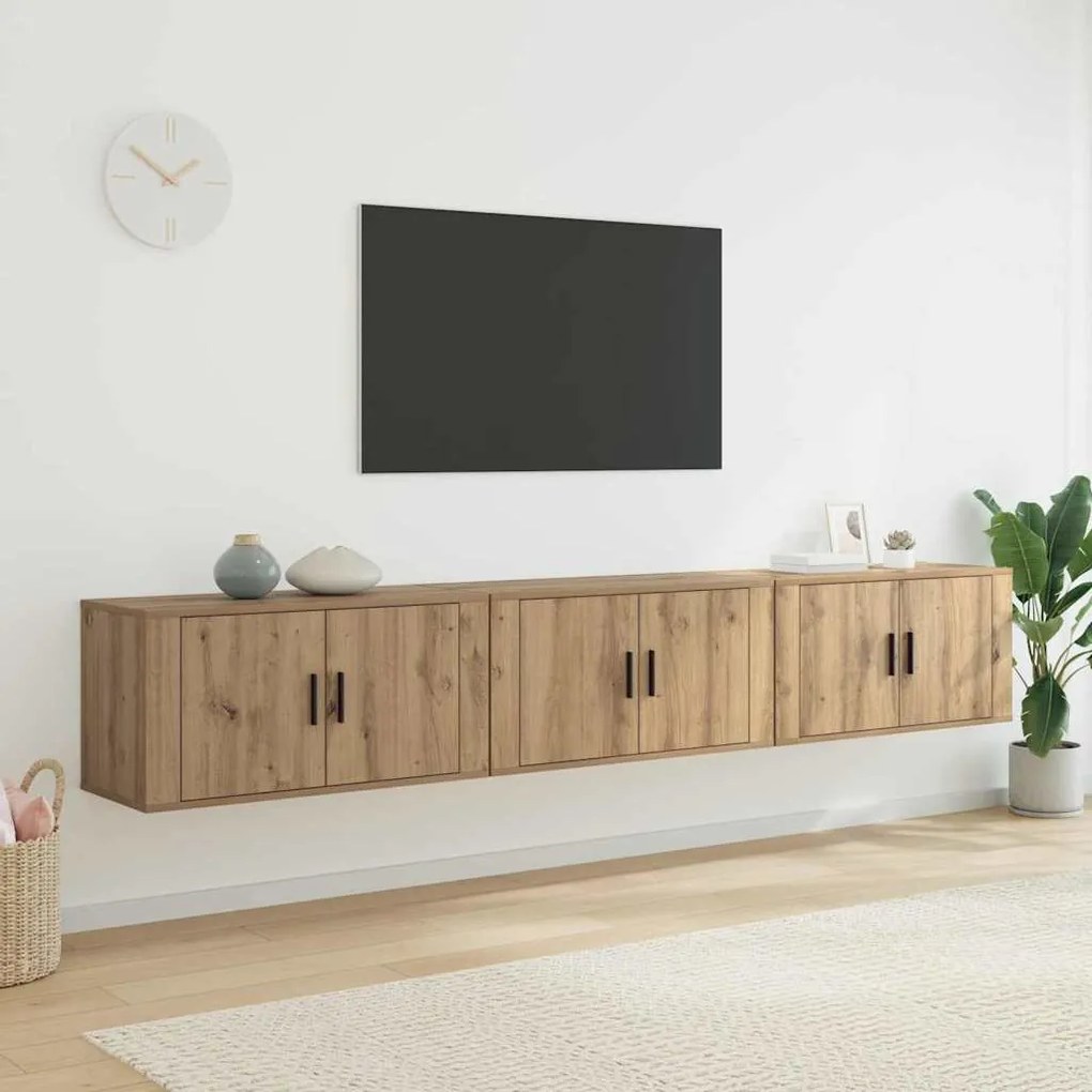 vidaXL Conjunto de Armário de TV montado na parede 3 pcs