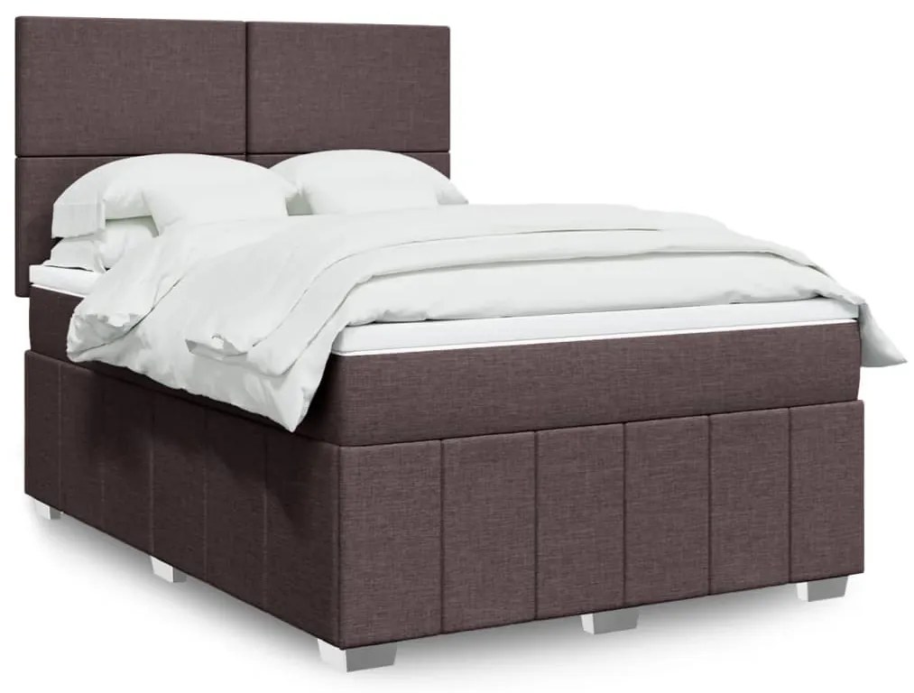 vidaXL Cama com molas/colchão 140x190 cm tecido castanho-escuro