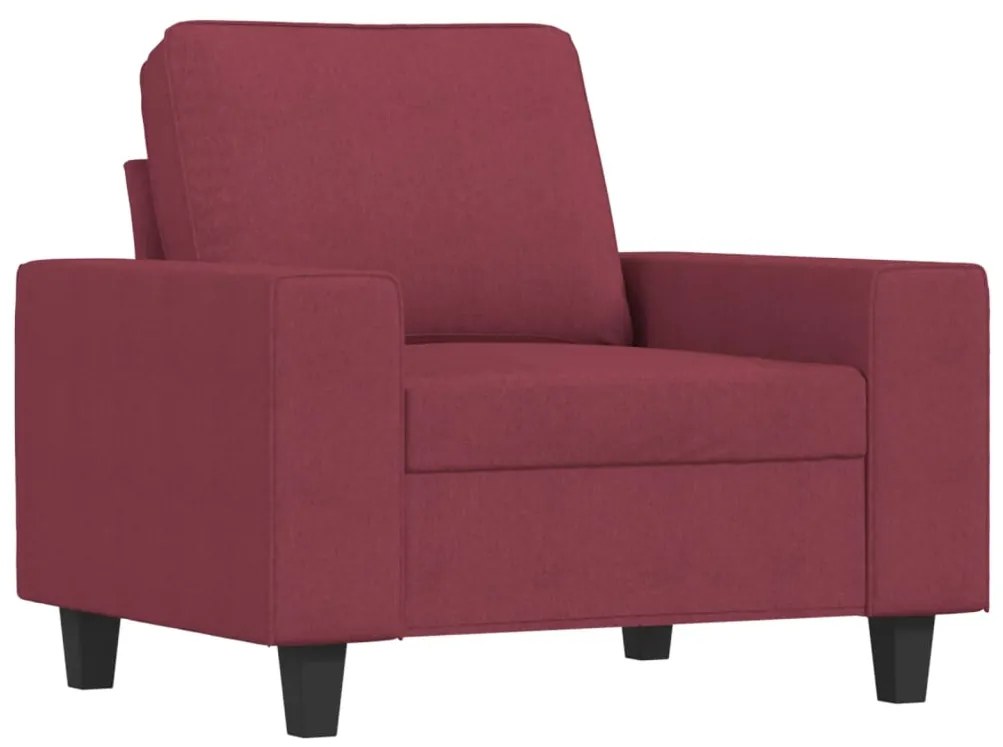 4 pcs conjunto de sofás tecido vermelho-tinto