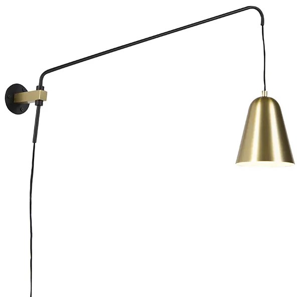 Candeeiro de parede retro dourado/latão com cúpula - Demi Retro