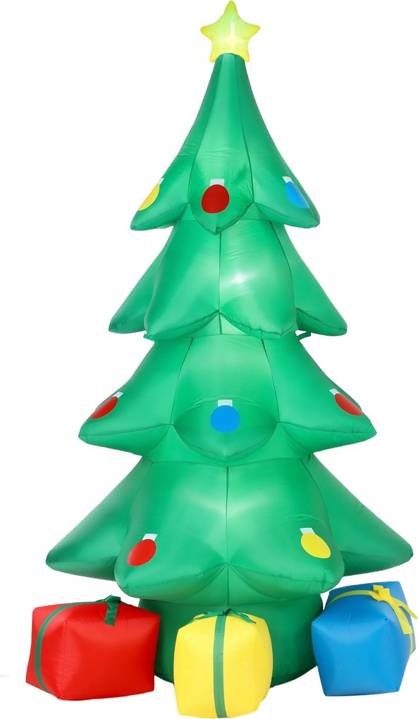 Outsunny Árvore de Natal Inflável 300 cm com Estrela RGB e Luz LED, Caixas de Presente, XXL IP44 à Prova d'Água para Festas de Natal | Aosom Portugal