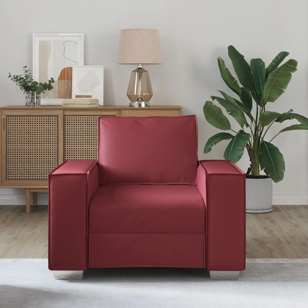 Cadeira Sofa vidaXL Vermelha Vinho 59 cm em Couro Sintético