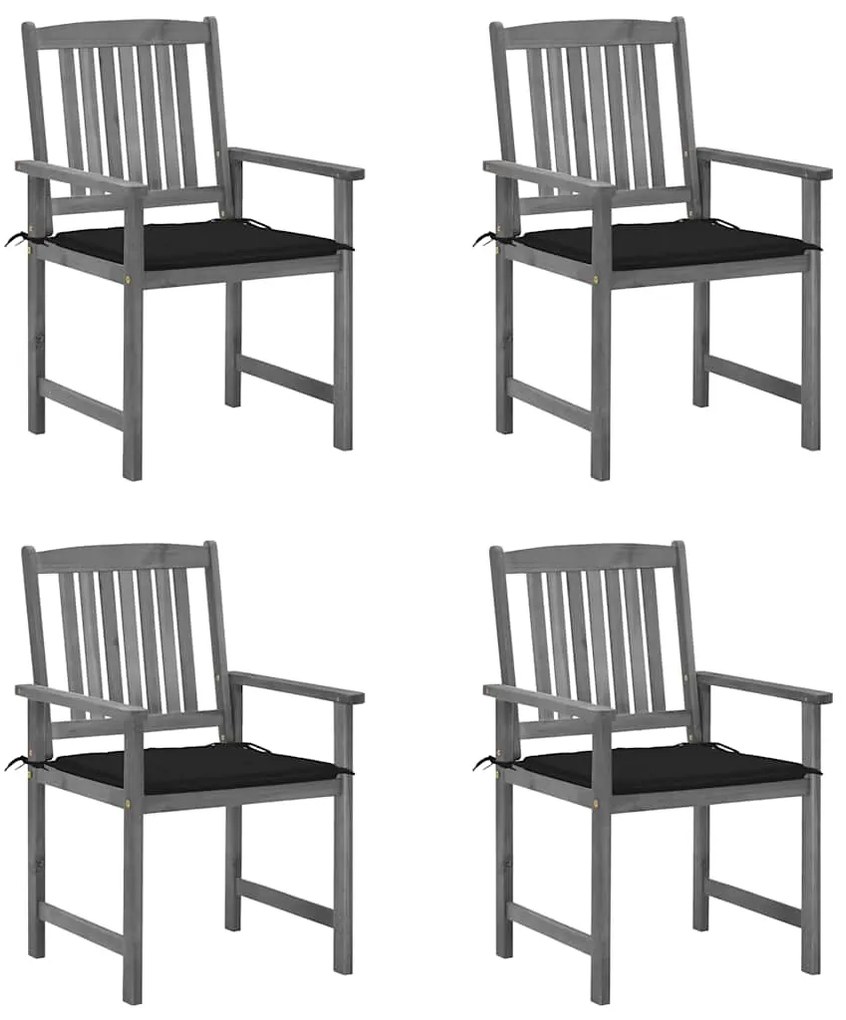 vidaXL Cadeiras de jardim com almofadões 4 pcs acácia maciça cinza
