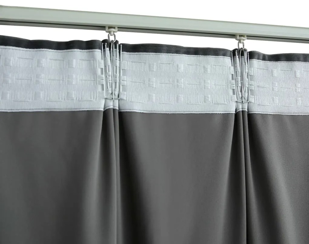 Cortina blackout com ganchos 290x245 cm veludo antracite