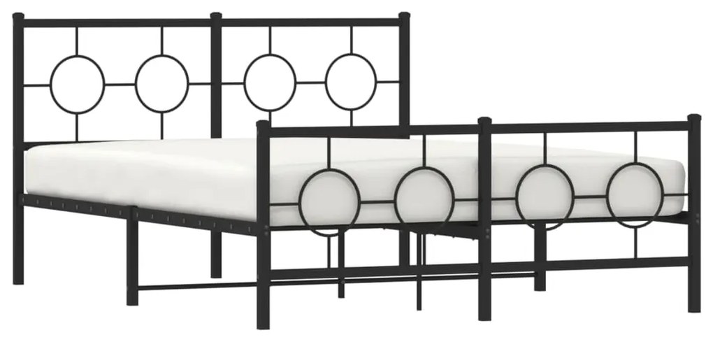 Estrutura de cama com cabeceira e pés 135x190 cm metal preto
