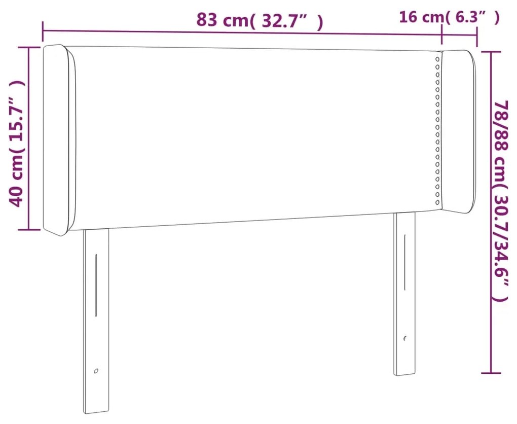 Cabeceira cama abas tecido 83x16x78/88 cm cinzento-acastanhado