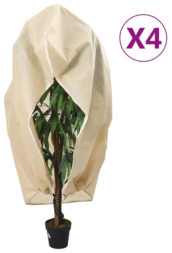 vidaXL Coberturas para plantas com fecho 4 pcs 70 g/m² 1,2x1,8 m