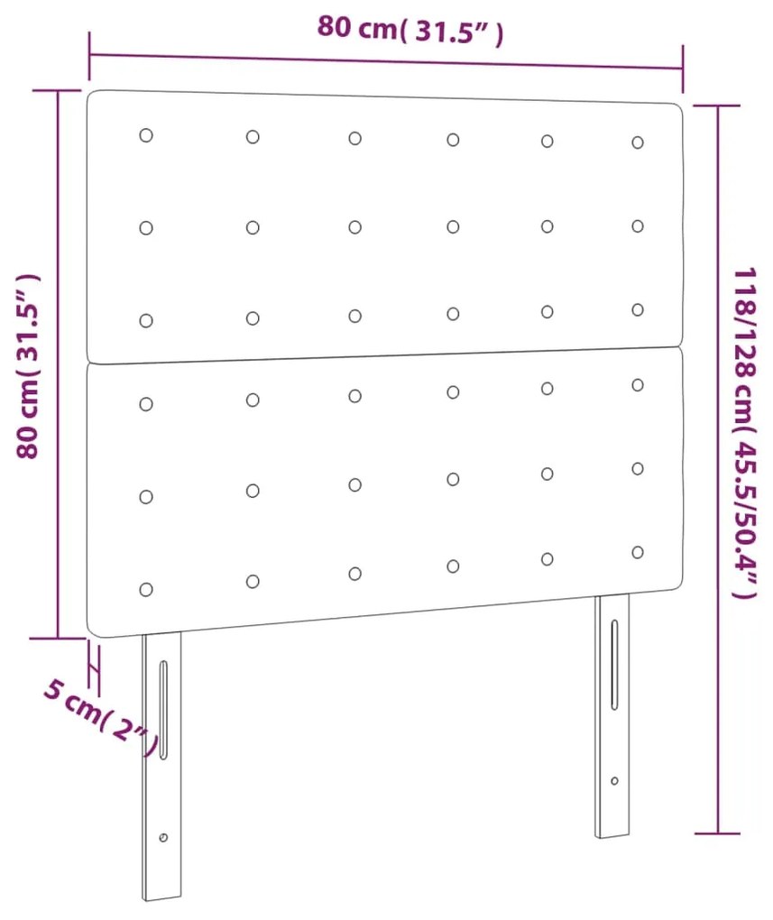 Cabeceira cama c/ LED couro artificial 80x5x118/128 cm branco