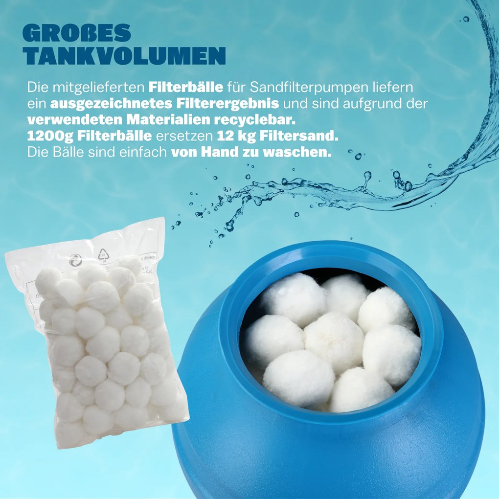 Sistema de filtragem piscinas de areia 13200 l/h com pré-filtro e depósito XXL