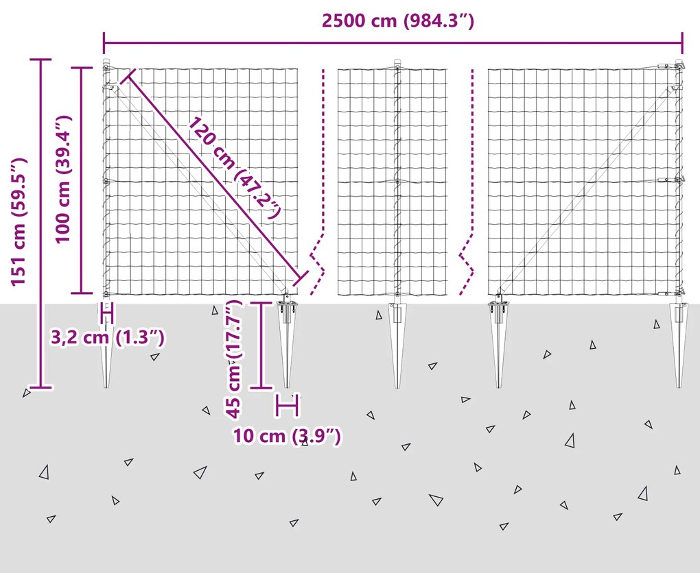 Cerca Euro com 13 Postes de Ponta 1x25 m Aço Galvanizado Verde