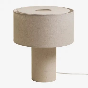 Candeeiro De Mesa Estofado Pianela Linho Bege Creme - Sklum