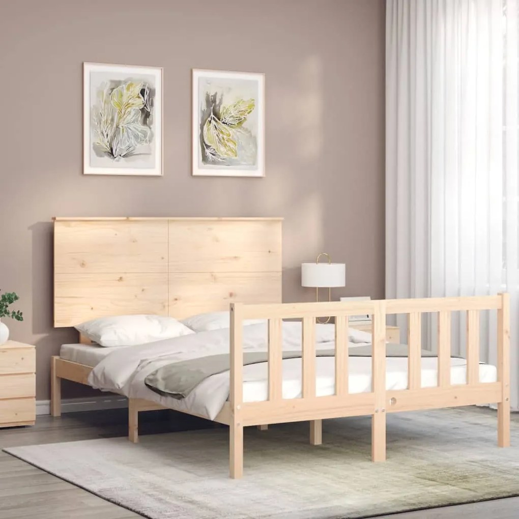 Cama sem colchão 140x190 cm madeira de pinho maciça