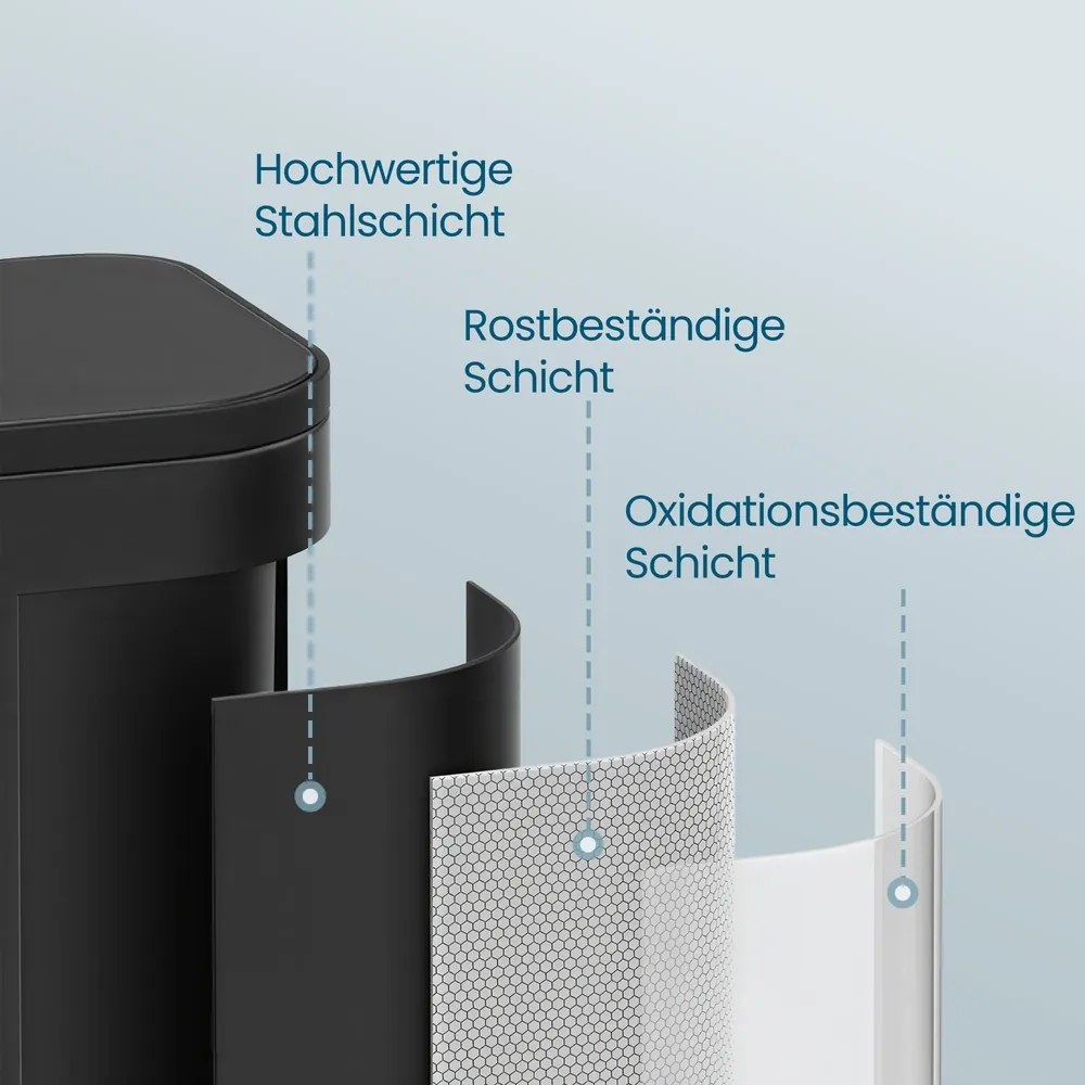 Caixote do lixo de 20 l com caixote interior 6,6 x 30 x 42,5 cm Preto