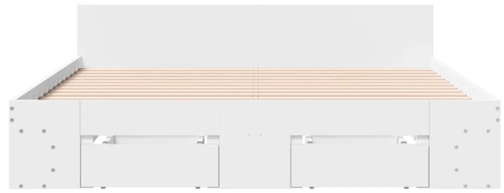 Estrutura de cama c/ gavetas 160x200cm derivados madeira branco