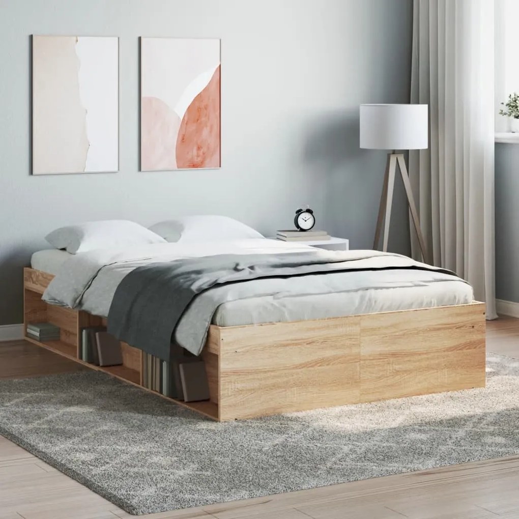 vidaXL Estrutura de cama 120x200 cm carvalho sonoma