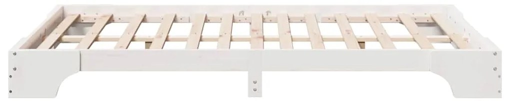 Estrutura de Cama Branca 140x190 cm em Madeira de Pinho Sólido