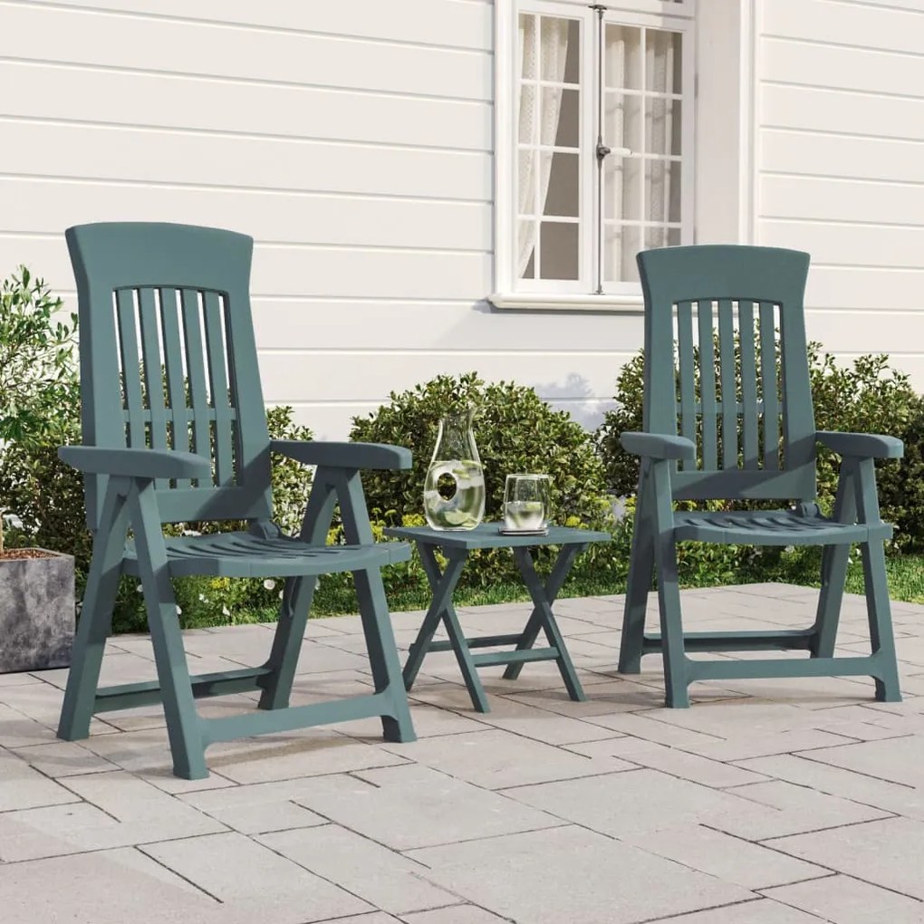 364711 vidaXL Cadeiras de jardim reclináveis 2 pcs PP verde