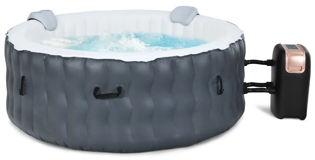 Jacuzzi Insuflável Piscina de Massagem Redonda Insuflável Piscina de Massagem Portátil com Compressor de Massagem 180 x 68 cm Cartucho Filtro de Compr