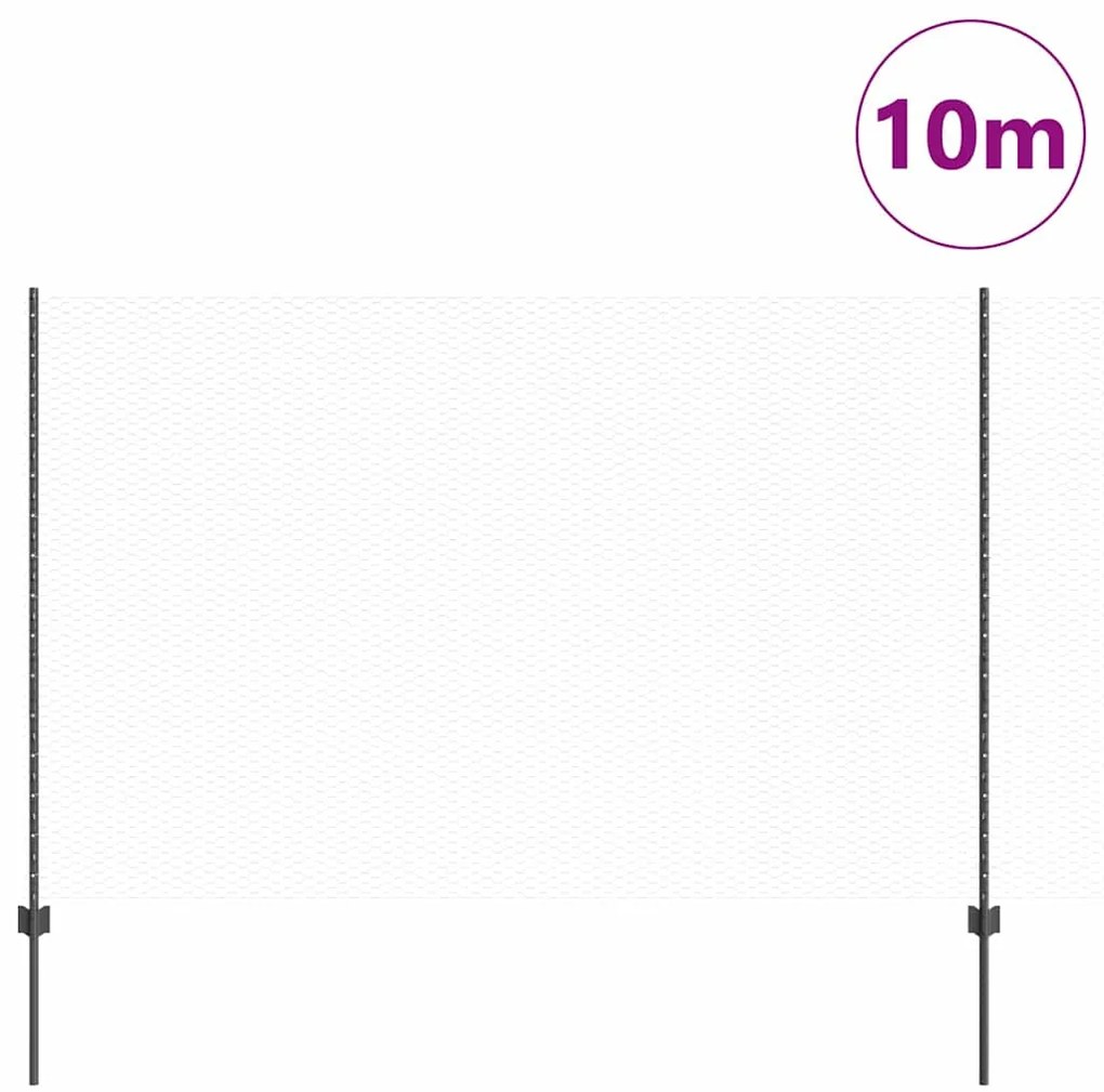 Postes de Cerca vidaXL 10 pcs Canal U Cinza 160 cm Aço