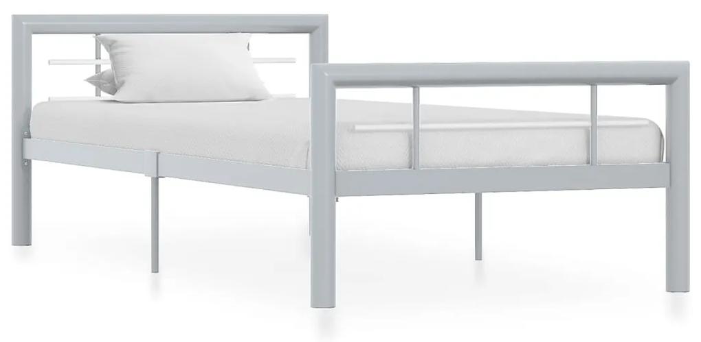 284556 vidaXL Estrutura de cama 90x200 cm metal cinzento e branco