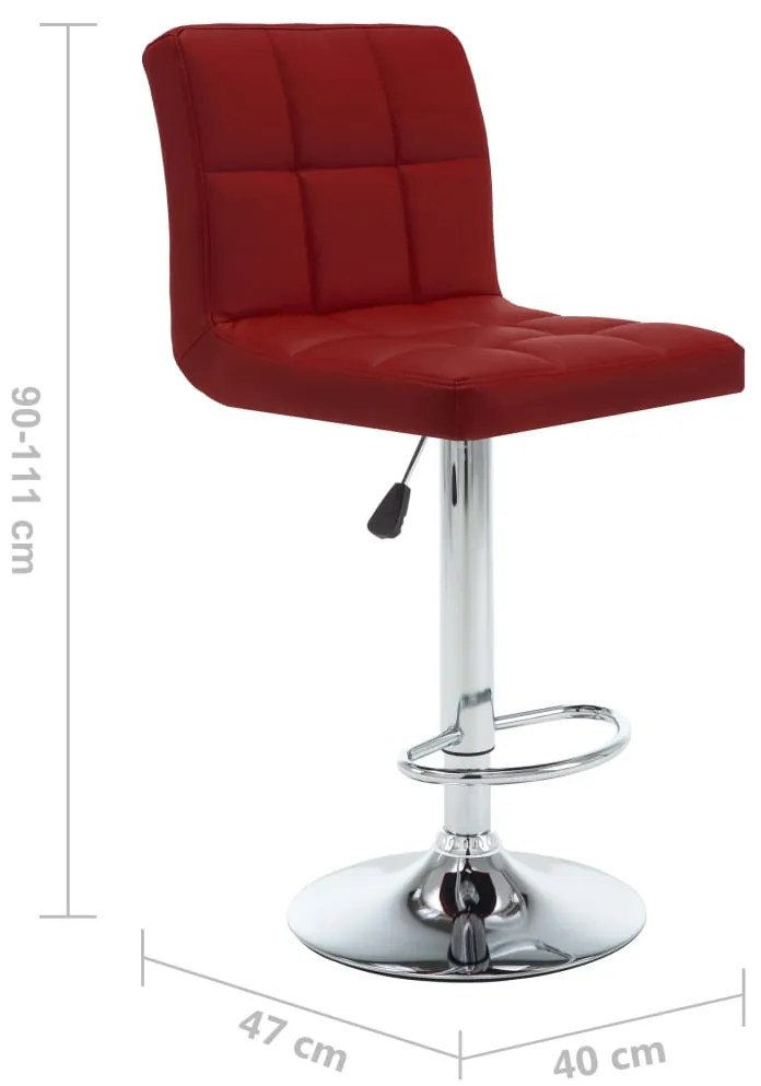 Bancos de bar 2 pcs couro artificial vermelho tinto