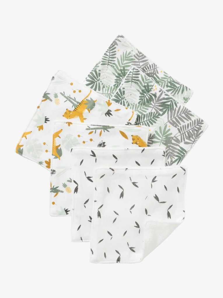 Lote de 6 toalhetes branco vivo estampado