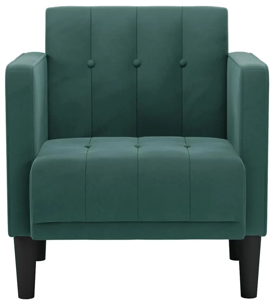 Poltrona com apoio de braços 53 cm veludo verde-escuro