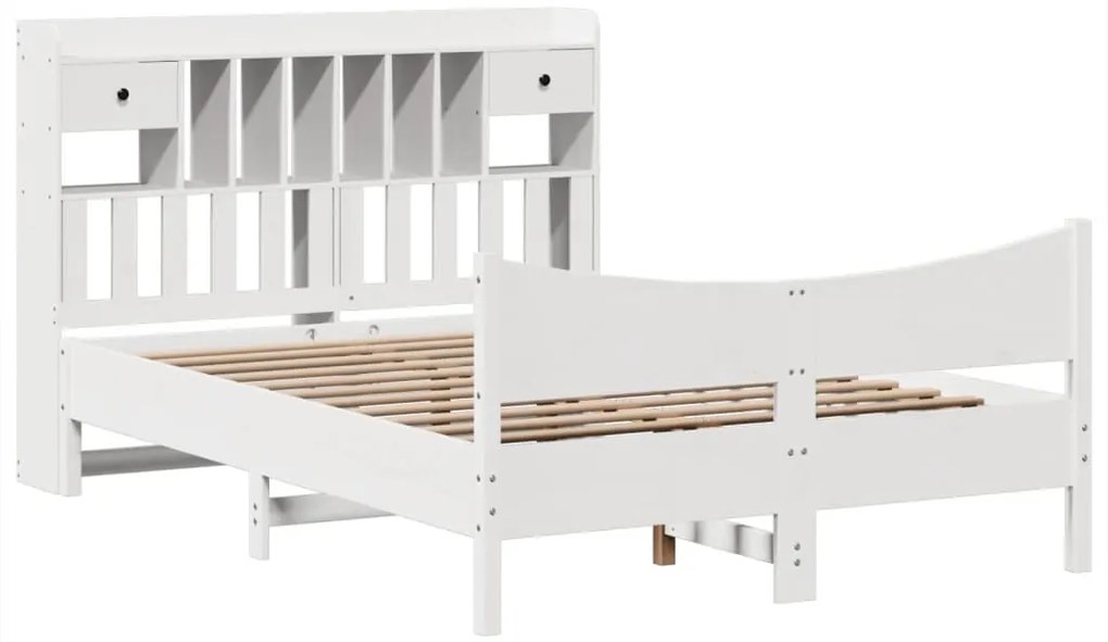 Cama sem colchão 140x190 cm madeira de pinho maciça branco