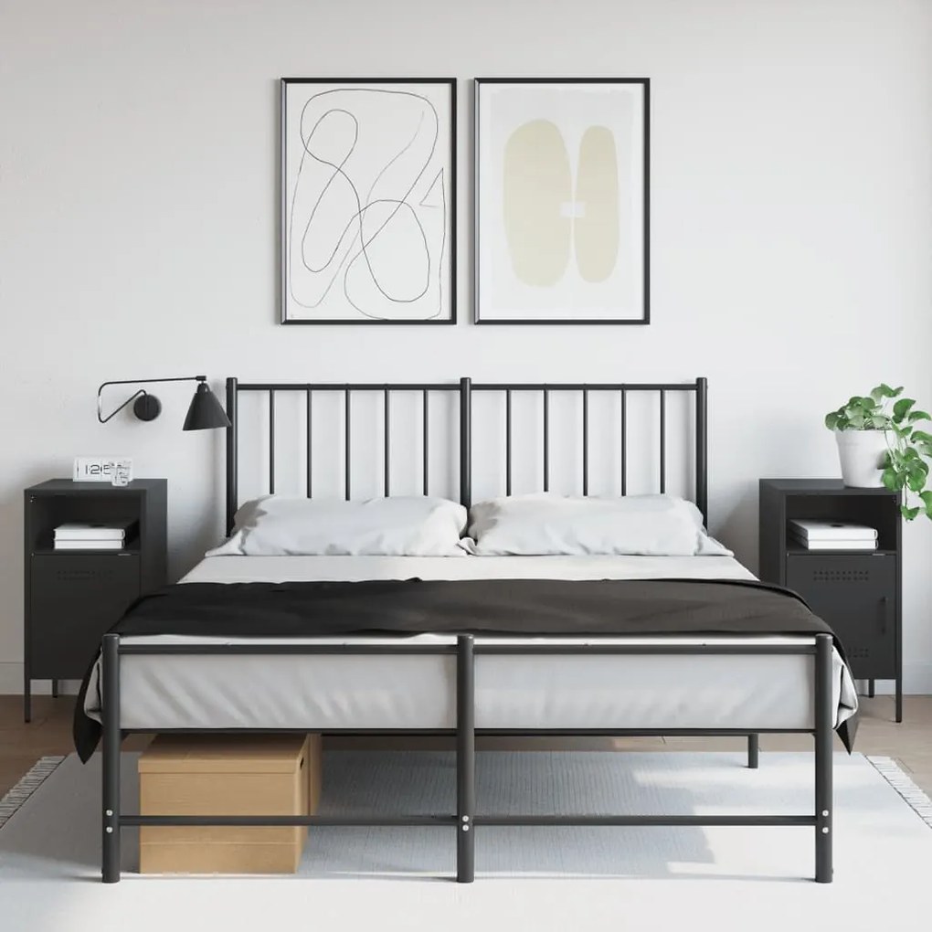 vidaXL Mesas de cabeceira 2 pcs 36x39x68 cm aço preto