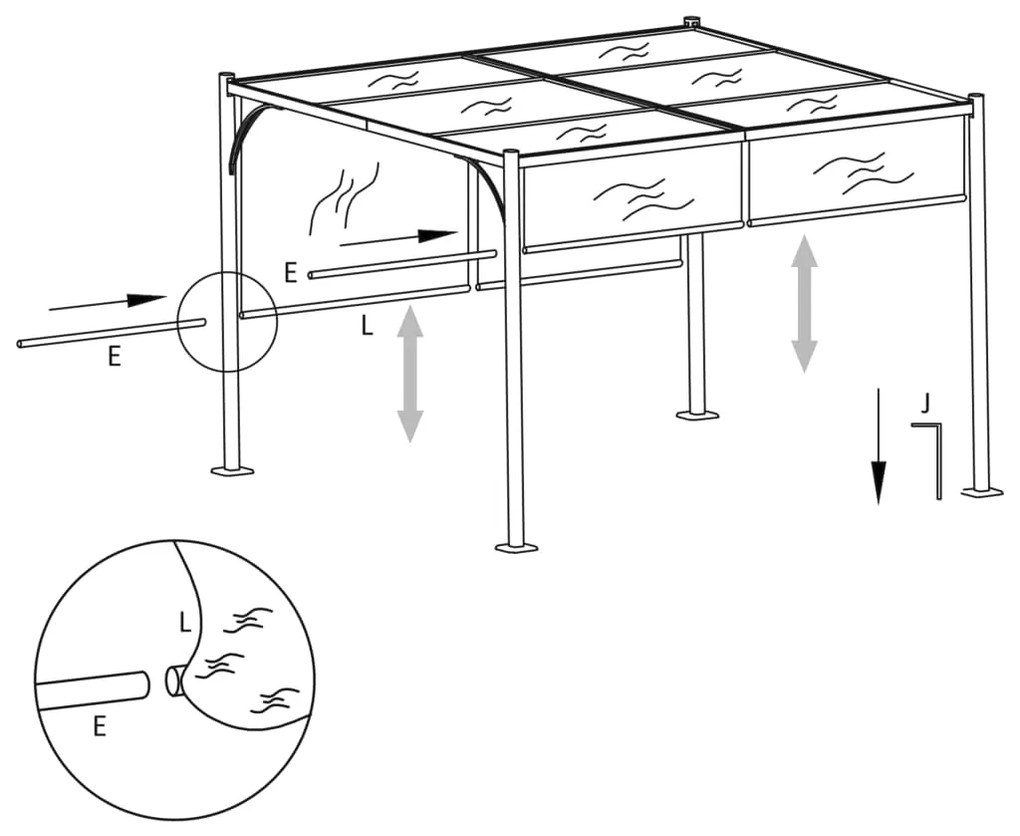 Pérgola de jardim com teto retrátil 3x3 m antracite