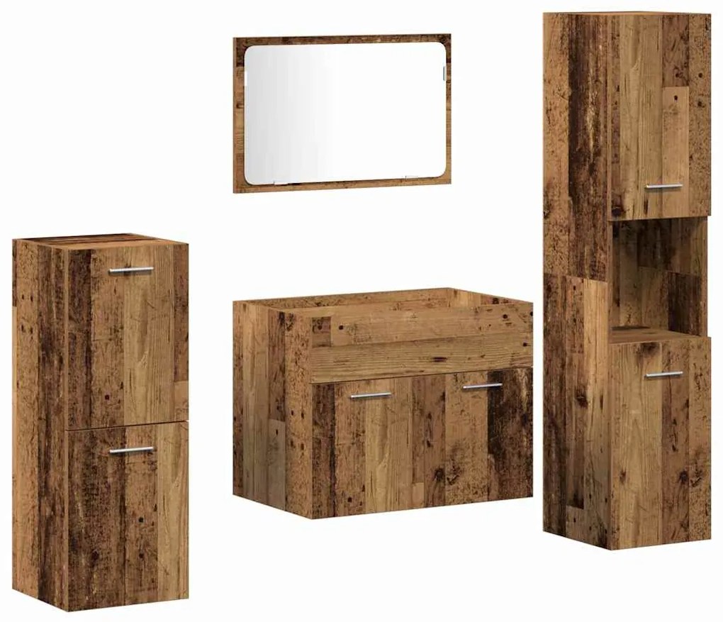 Conjunto de Móveis para Banheiro 4 Peças Madeira Velha Madeira