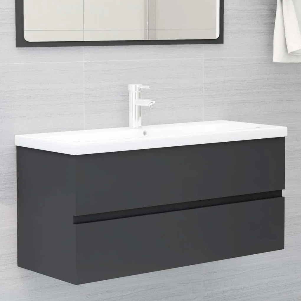 vidaXL Armário lavatório 100x38,5x45 cm derivados de madeira cinzento