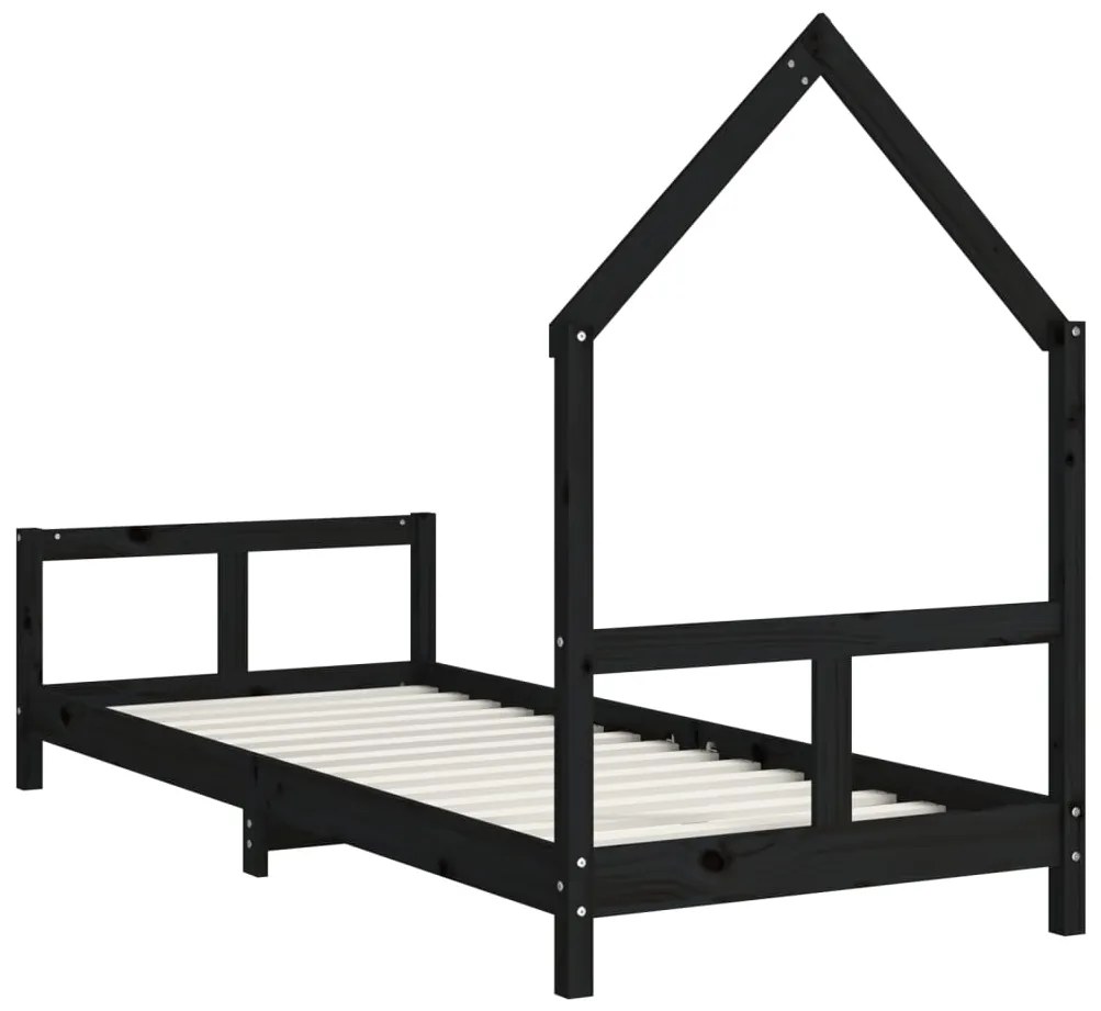 Estrutura de cama infantil 80x200 cm pinho maciço preto