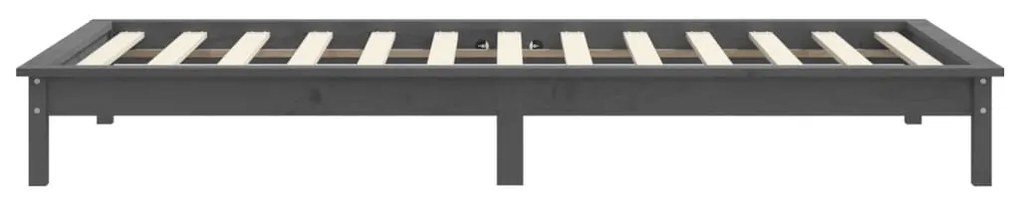 Estrutura de cama de solteiro 90x190 cm pinho maciço cinzento
