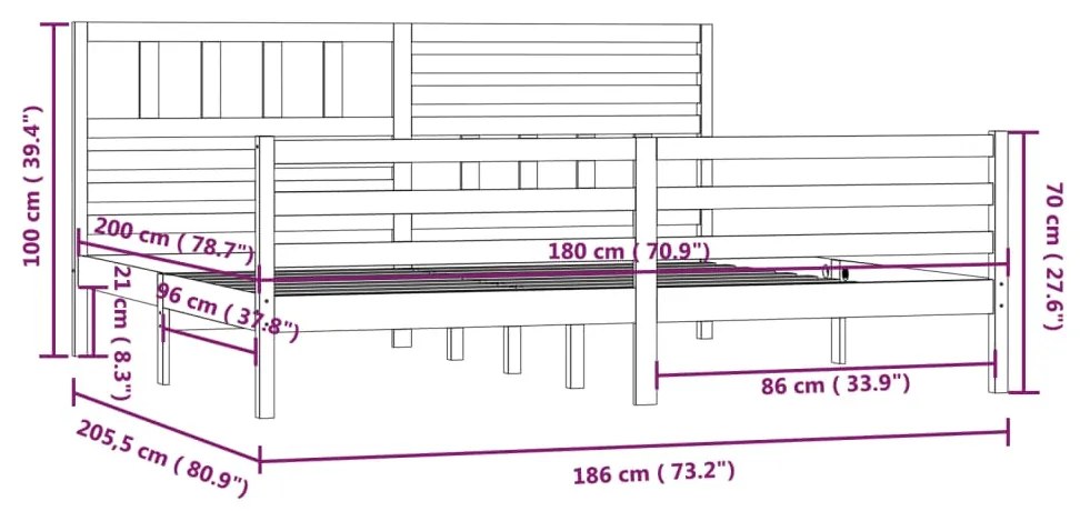 Estrutura de cama super king 180x200 cm madeira maciça branco