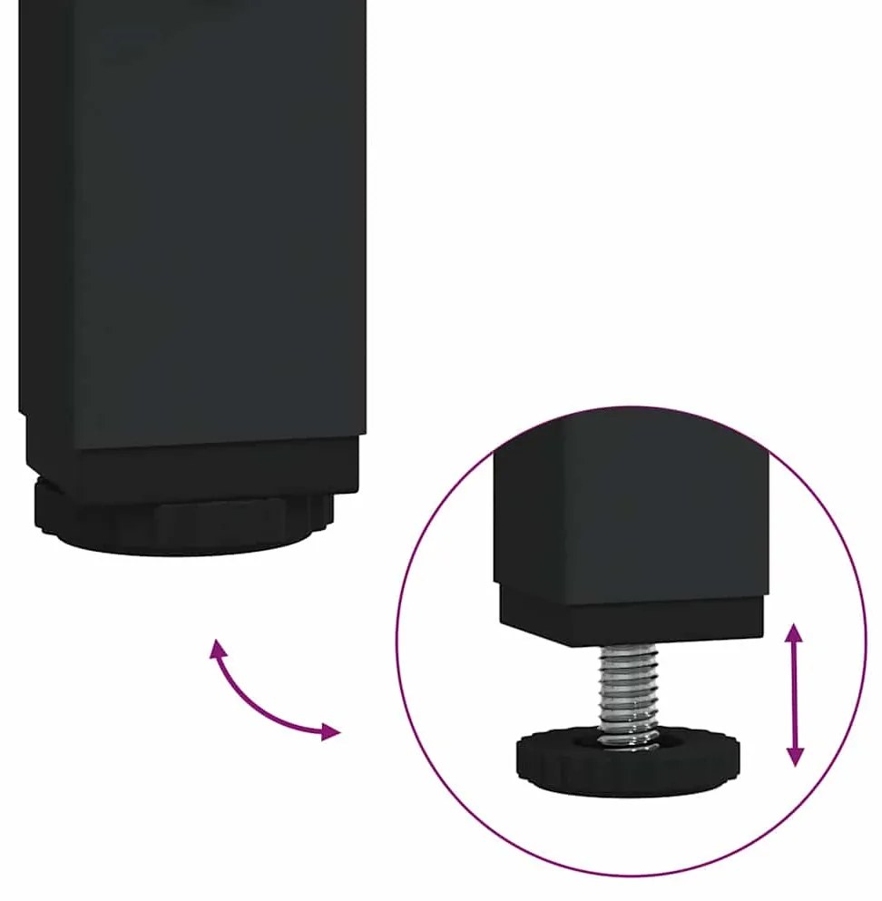 Mesa de centro com topo em vidro preto 78,5x40x41 cm aço