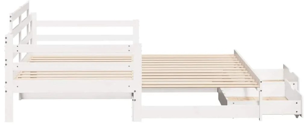 Sofá-cama com gavetão e gavetas sem colchão 90x200 cm branco