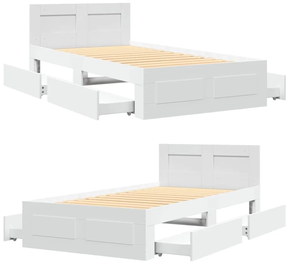Estrutura cama cabeceira 75x190 cm derivados de madeira branco