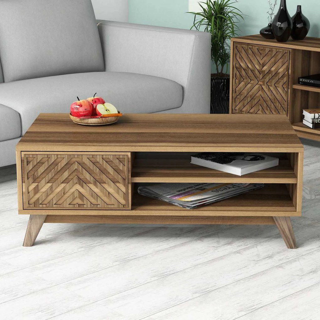 Mesa de Centro Inci – Nogueira – 105 cm x 38,2 cm x 60 cm