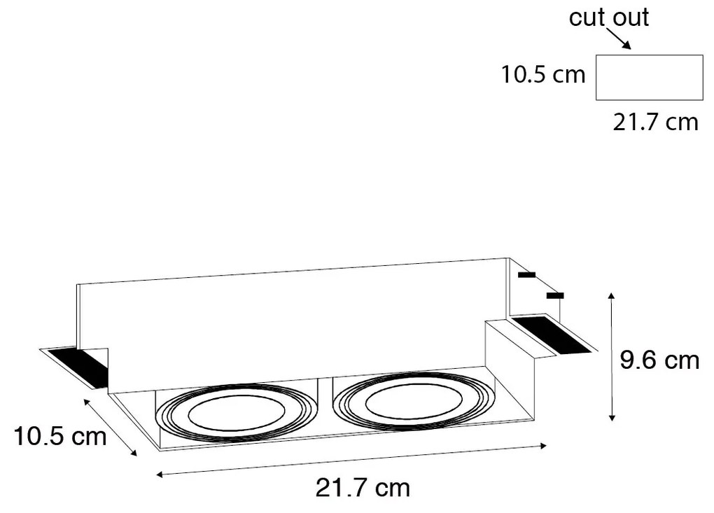 Foco embutido branco GU10 AR70 sem moldura 2 luzes - Oneon Moderno