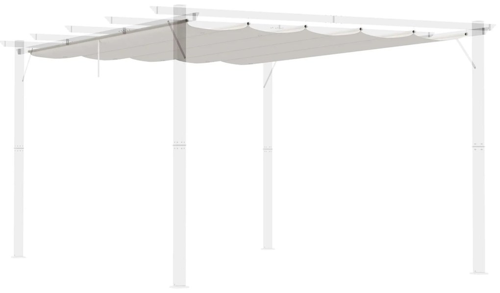 Outsunny Cobertura para Pérgola 3,5x2,5 m Teto de Substituição Retrátil para Pérgola com 10 Orifícios de Drenagem Creme