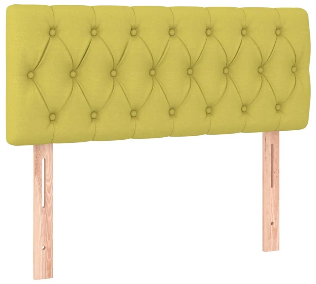 Cabeceira de cama c/ luzes LED tecido 100x7x78/88 cm verde