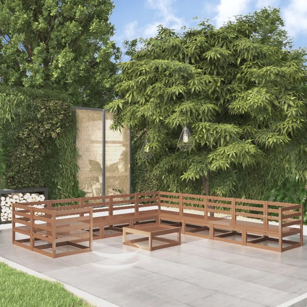 11 pcs conjunto lounge de jardim pinho maciço