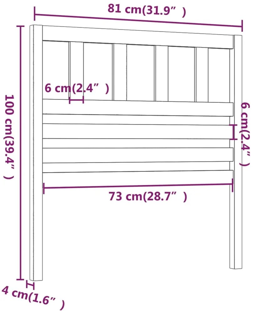 Cabeceira de cama 81x4x100 cm pinho maciço branco