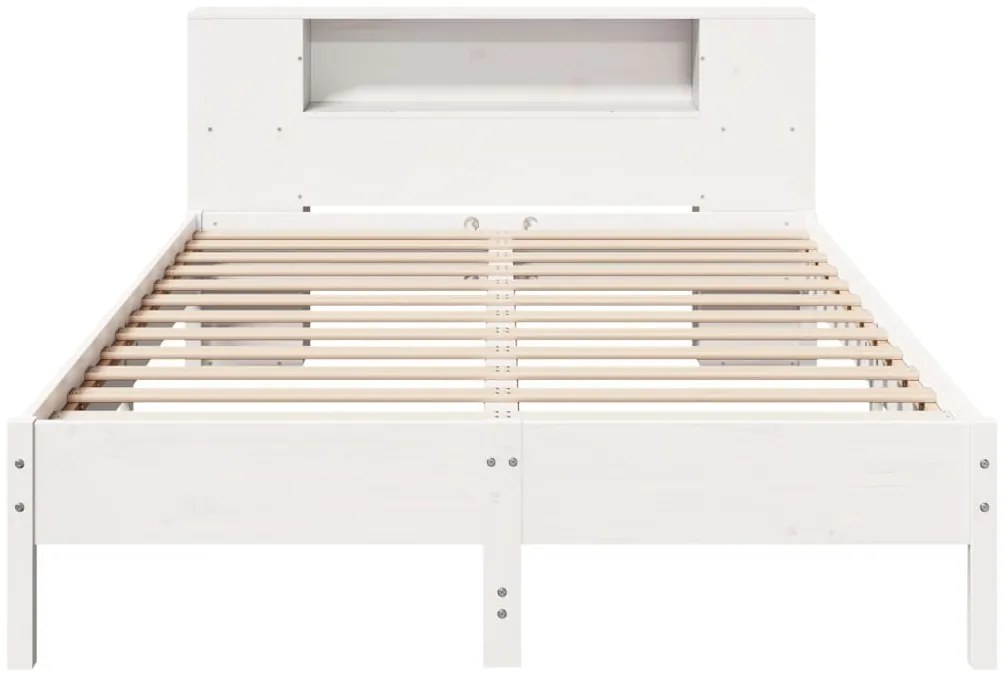 Cama com estante sem colchão 150x200 cm pinho maciço branco