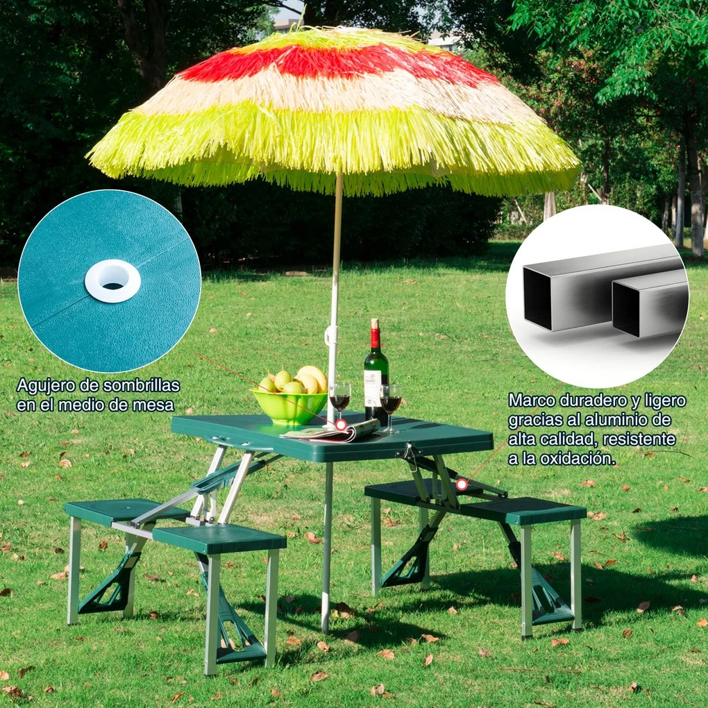 Mesa Dobrável de Acampamento com 4 Cadeiras Bergen – 136x84,5x66 cm –