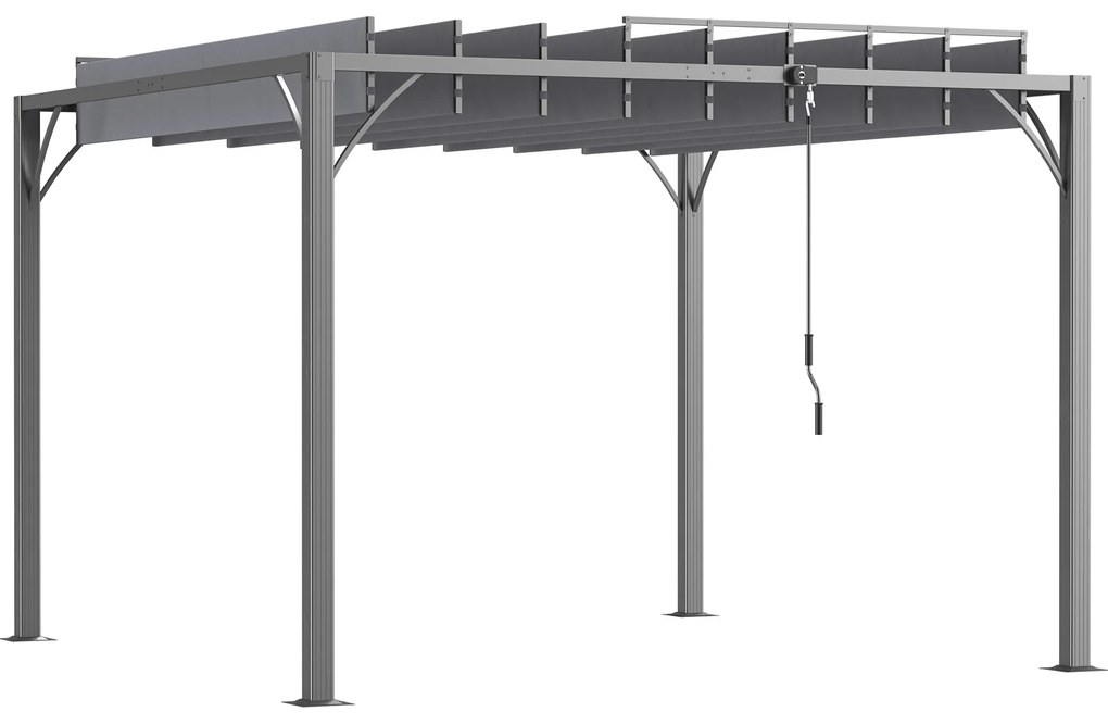 Outsunny Pérgola 3x3 m para Jardim com Desenho de Lâminas Superiores Giratórias até 135° Proteção UV 50+ para Pátio Terraço Cinza